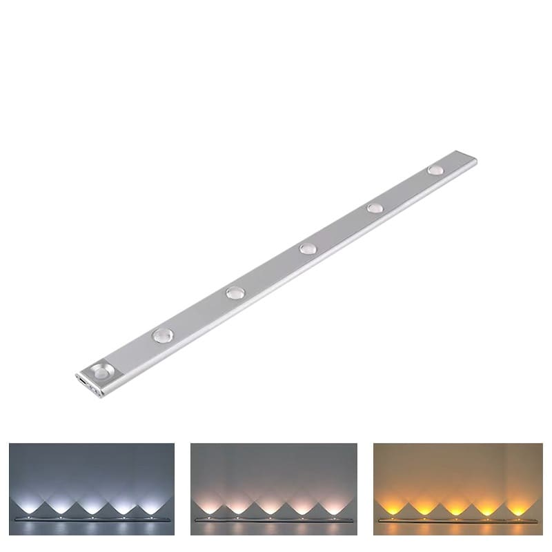 Luminária de Gabinete com Sensor 60cm — 3 Tons de Luz, Recarregável e Sem Fio