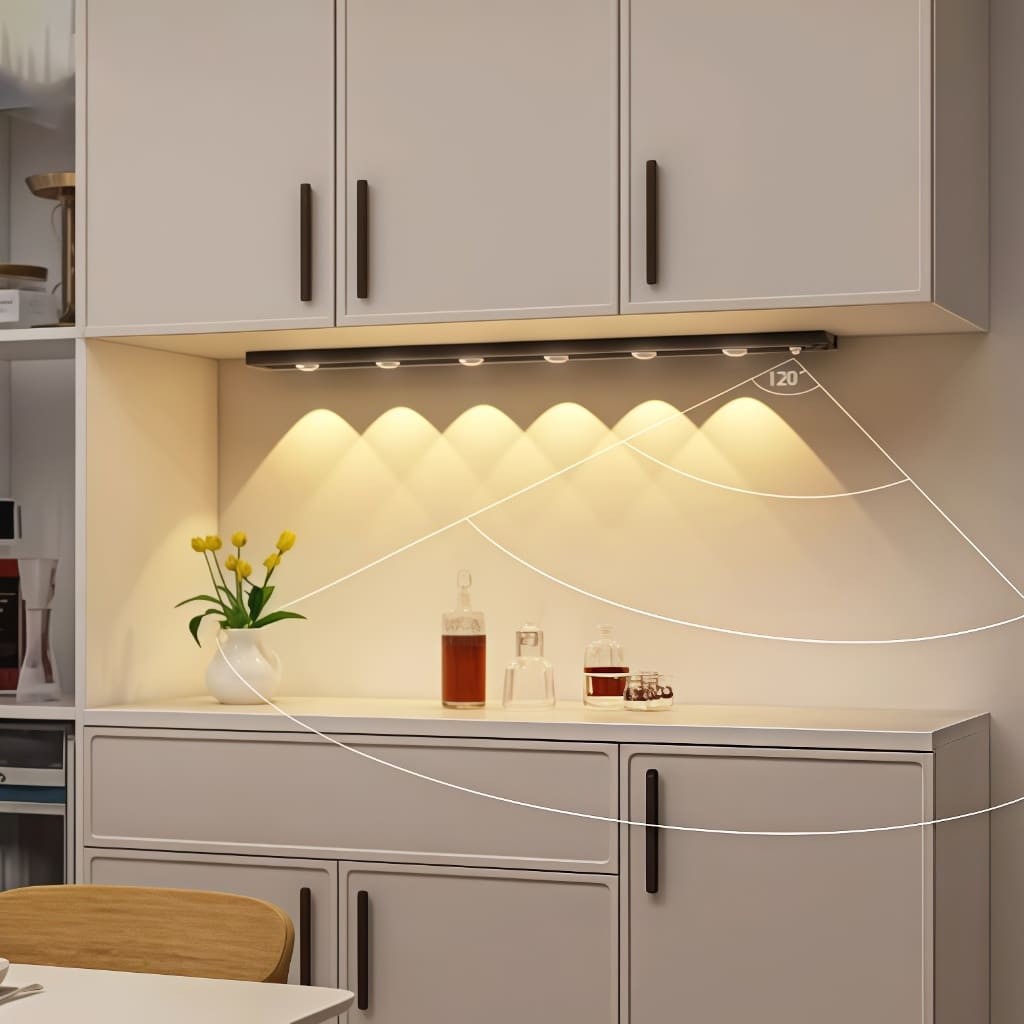 Luminária de Gabinete com Sensor 60cm — 3 Tons de Luz, Recarregável e Sem Fio